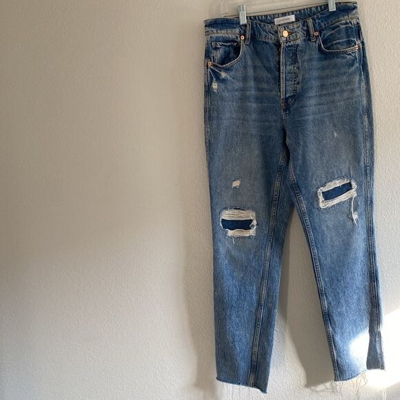 Anine Bing Sonya High Rise Slim Straight Jeans in Washed Blue Size 30 - Picture 3 of 9